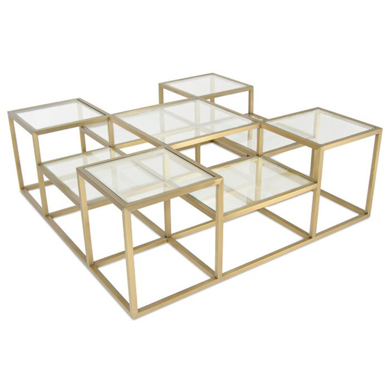 Кофейный стол Elodia Coffee Table Прозрачное Стекло матовое золото Кофейный стол Elodia Coffee Table Прозрачное Стекло матовое золото в Орле | Loft Concept