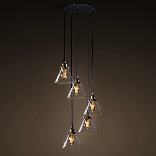 Подвесной светильник Loft Clear Glass Wide Cloche 5 Черный Подвесной светильник Loft Clear Glass Wide Cloche 5 Черный в Орле | Loft Concept