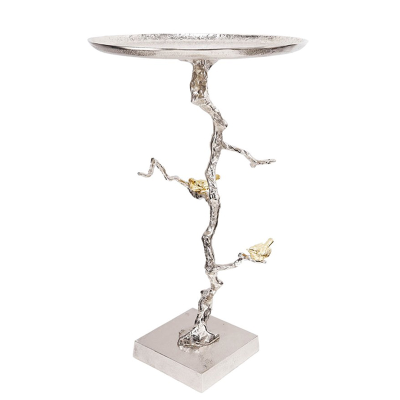 Приставной столик Tree Branch & Bird Сатиновое Серебро Золотой Приставной столик Tree Branch & Bird Сатиновое Серебро Золотой в Орле | Loft Concept