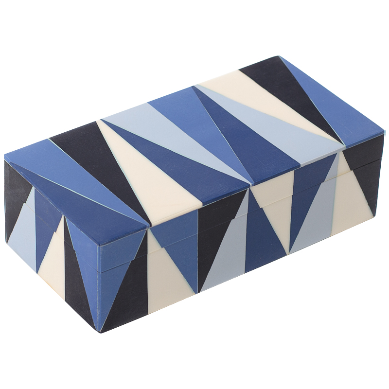 Шкатулка Blue White Triangles Bone Inlay Box Синий Белый Голубой Черный Шкатулка Blue White Triangles Bone Inlay Box Синий Белый Голубой Черный в Орле | Loft Concept