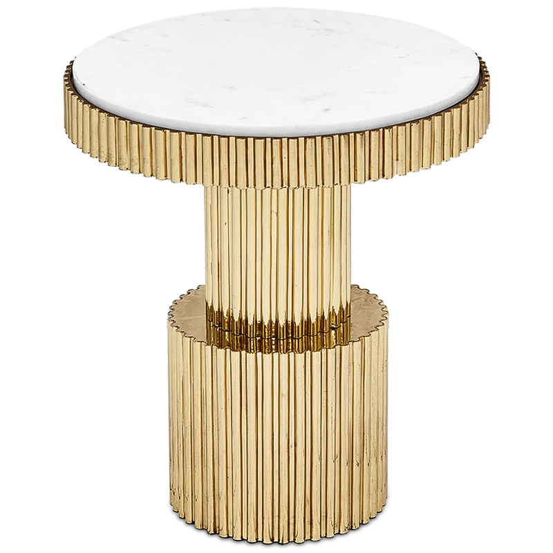 Приставной стол Brass Column Side Table Белый Латунь Приставной стол Brass Column Side Table Белый Латунь в Орле | Loft Concept
