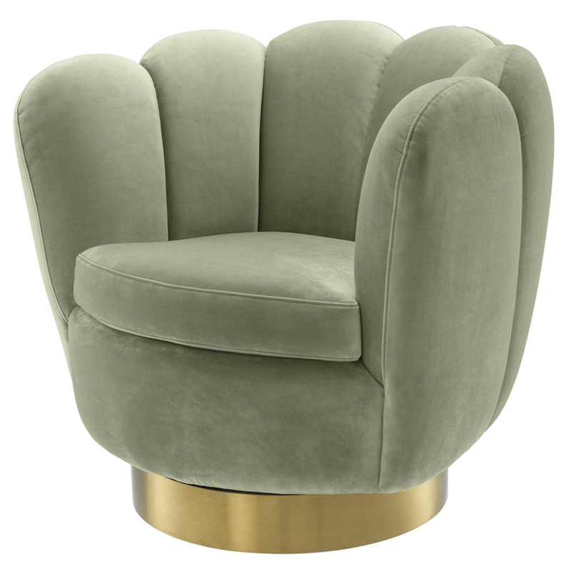 Кресло Eichholtz Swivel Chair Mirage pistache green Зеленый шалфей Матовая латунь Кресло Eichholtz Swivel Chair Mirage pistache green Зеленый шалфей Матовая латунь в Орле | Loft Concept