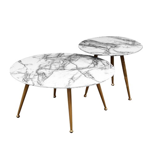 Комплект из двух столов Marble & Brass Латунь Белый Комплект из двух столов Marble & Brass Латунь Белый в Орле | Loft Concept