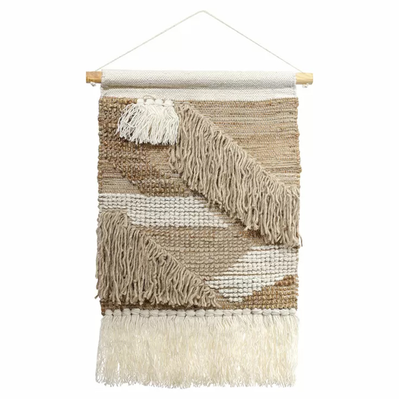 Панно из шерсти и хлопка с узором Beige Calista Cascade Бежевый Панно из шерсти и хлопка с узором Beige Calista Cascade Бежевый в Орле | Loft Concept