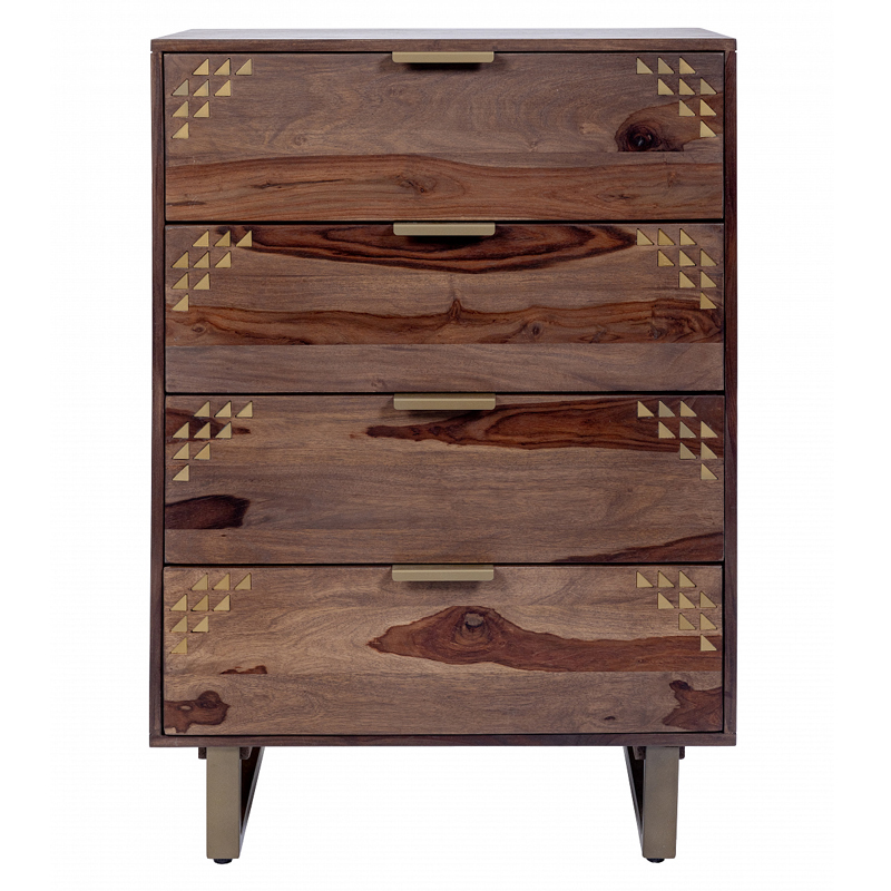Тумба с выдвижными ящиками из массива дерева Шишам Indian Rosewood Коричневый Золотой Тумба с выдвижными ящиками из массива дерева Шишам Indian Rosewood Коричневый Золотой в Орле | Loft Concept