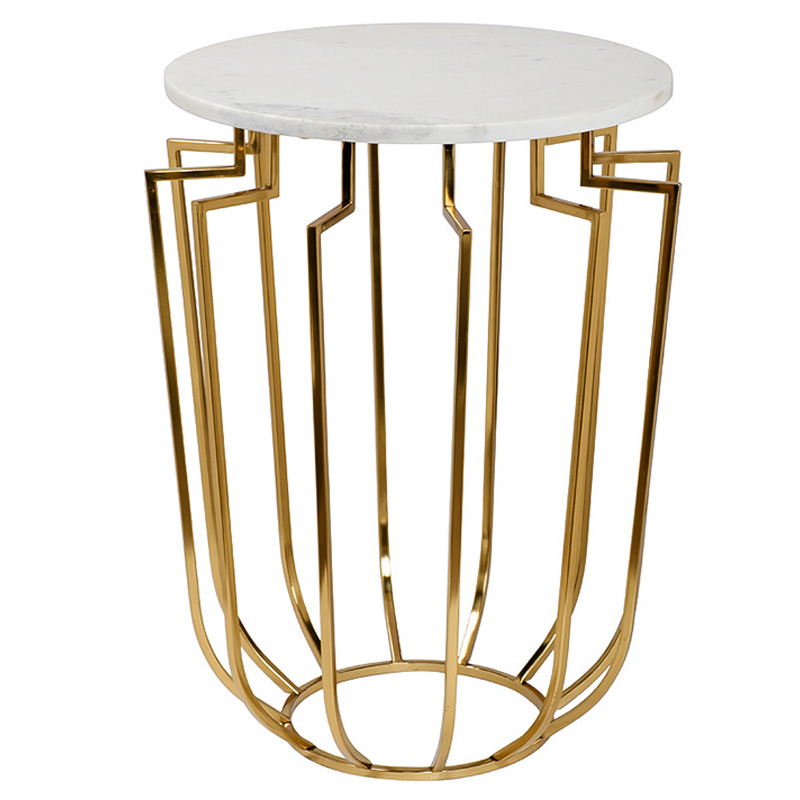 Приставной стол Embret Marble Side Table Глянцевое золото Белый Мрамор Bianco Приставной стол Embret Marble Side Table Глянцевое золото Белый Мрамор Bianco в Орле | Loft Concept