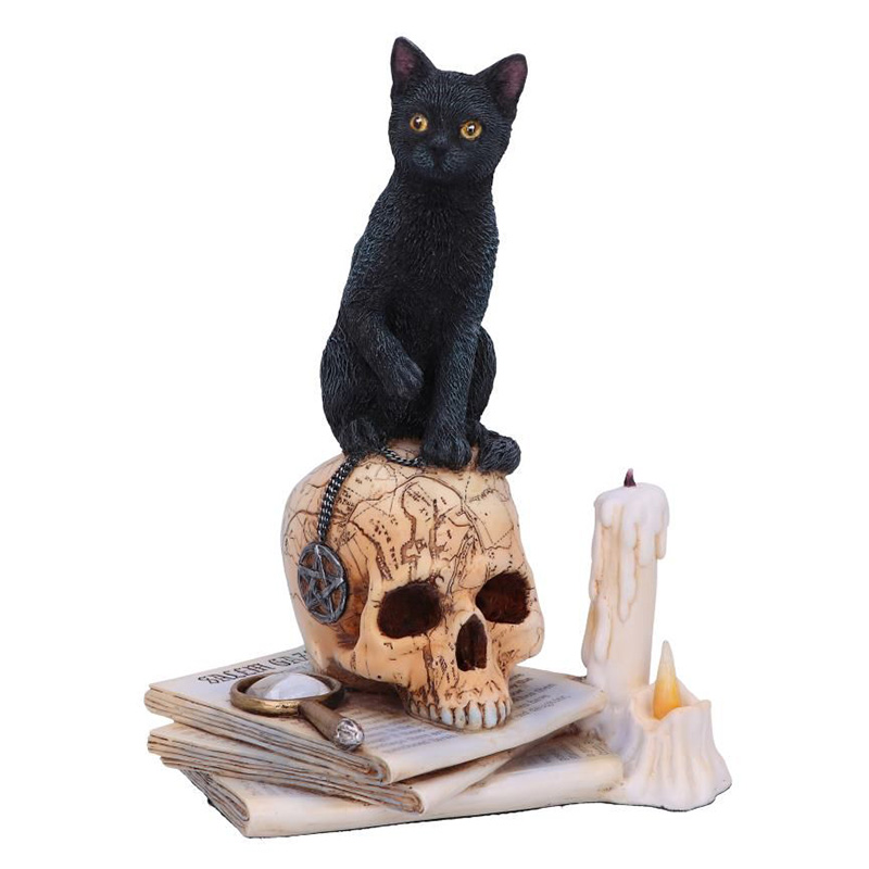 Статуэтка Cat on Skull Черный Бежево-серый Белый Статуэтка Cat on Skull Черный Бежево-серый Белый в Орле | Loft Concept