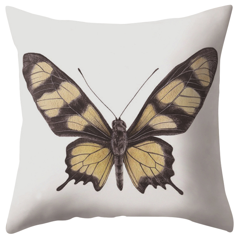 Декоративная подушка Yellow Butterfly Белый Желтый Черный Декоративная подушка Yellow Butterfly Белый Желтый Черный в Орле | Loft Concept