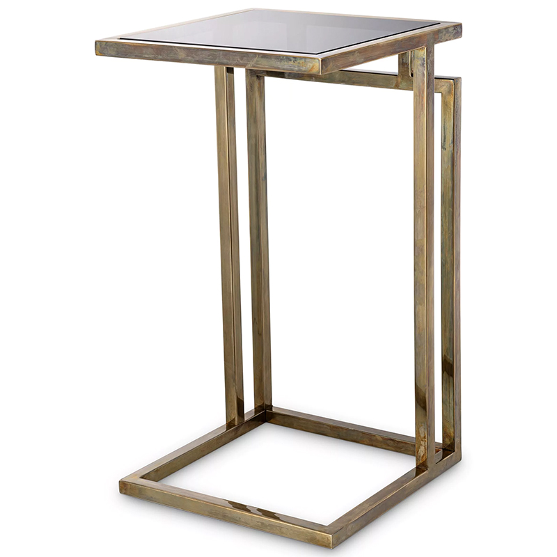 Приставной стол Eichholtz Side Table Marcus Brass Латунь Стекло Смок Приставной стол Eichholtz Side Table Marcus Brass Латунь Стекло Смок в Орле | Loft Concept