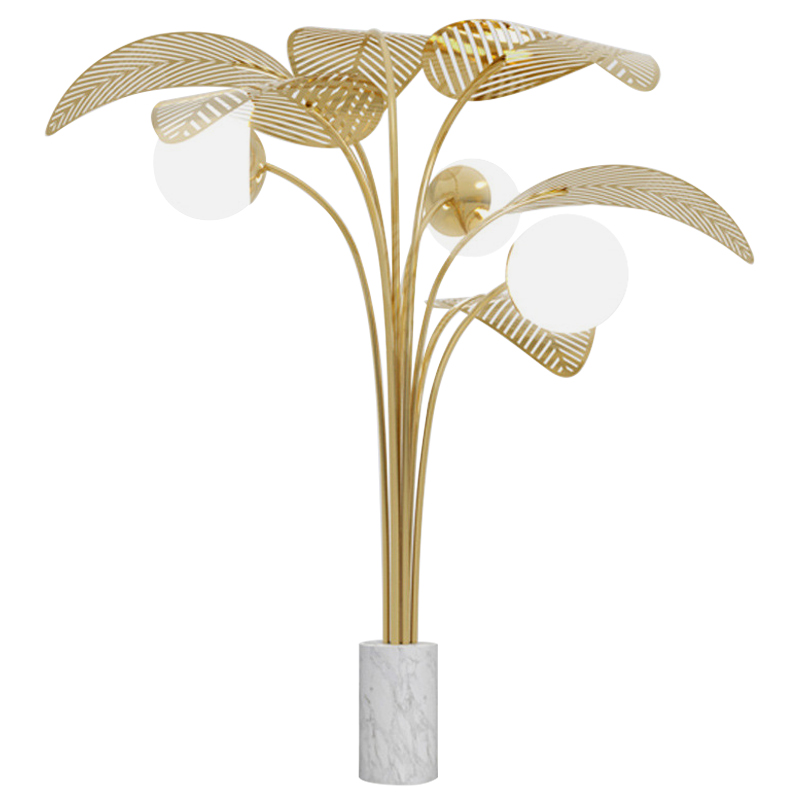 Торшер Palm Tree Light Three Floor Lamp Белый Золотой Белый Мрамор Bianco в Орле | Loft Concept 