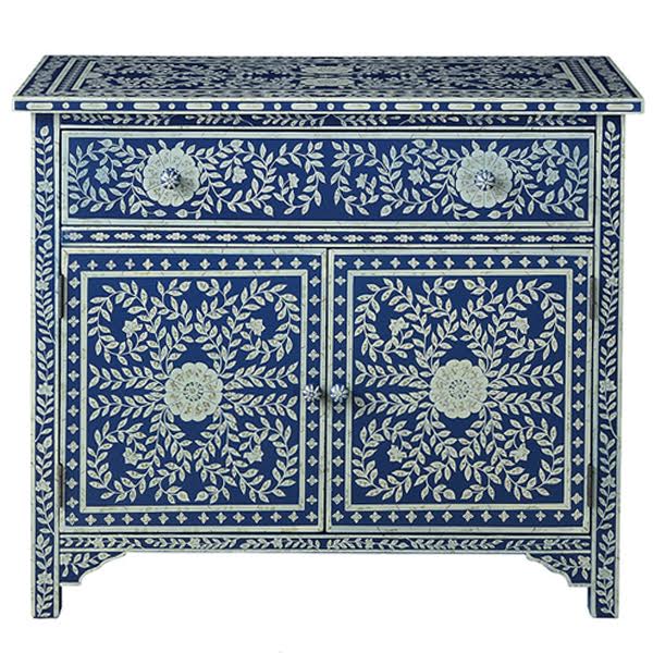 Комод инкрустация костью ORIENTAL Indian синий орнамент Синий в Орле | Loft Concept 
