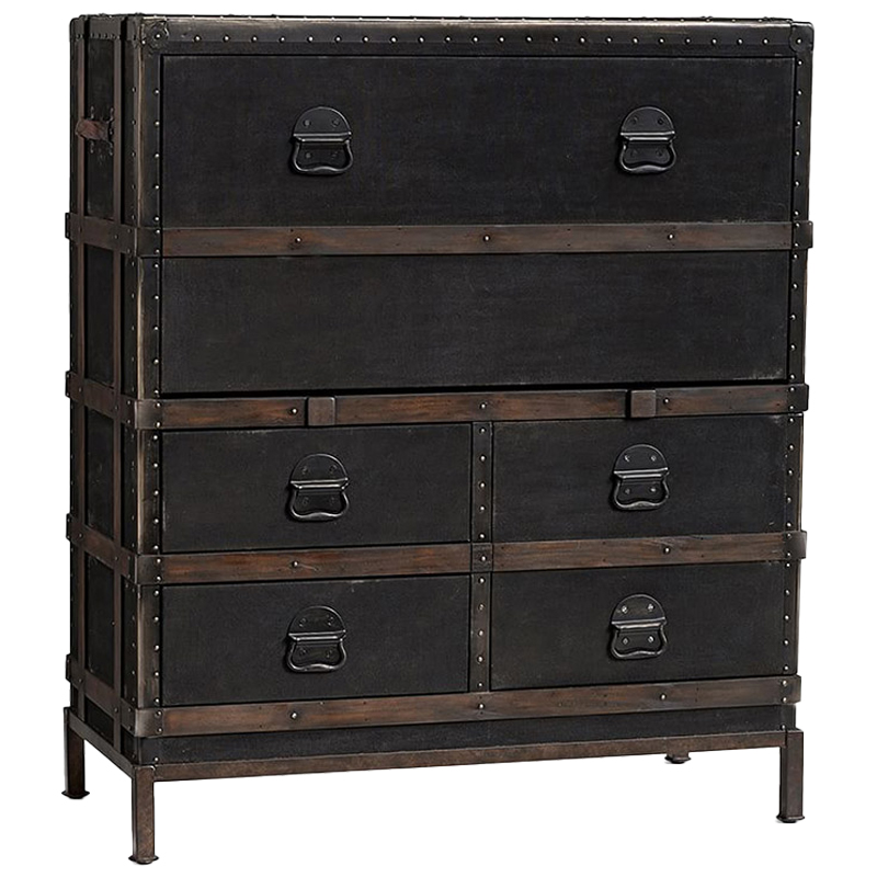 Комод в винтажном стиле Derik Vintage Chest of Drawers Черный Черный Коричневый винтаж Комод в винтажном стиле Derik Vintage Chest of Drawers Черный Черный Коричневый винтаж в Орле | Loft Concept