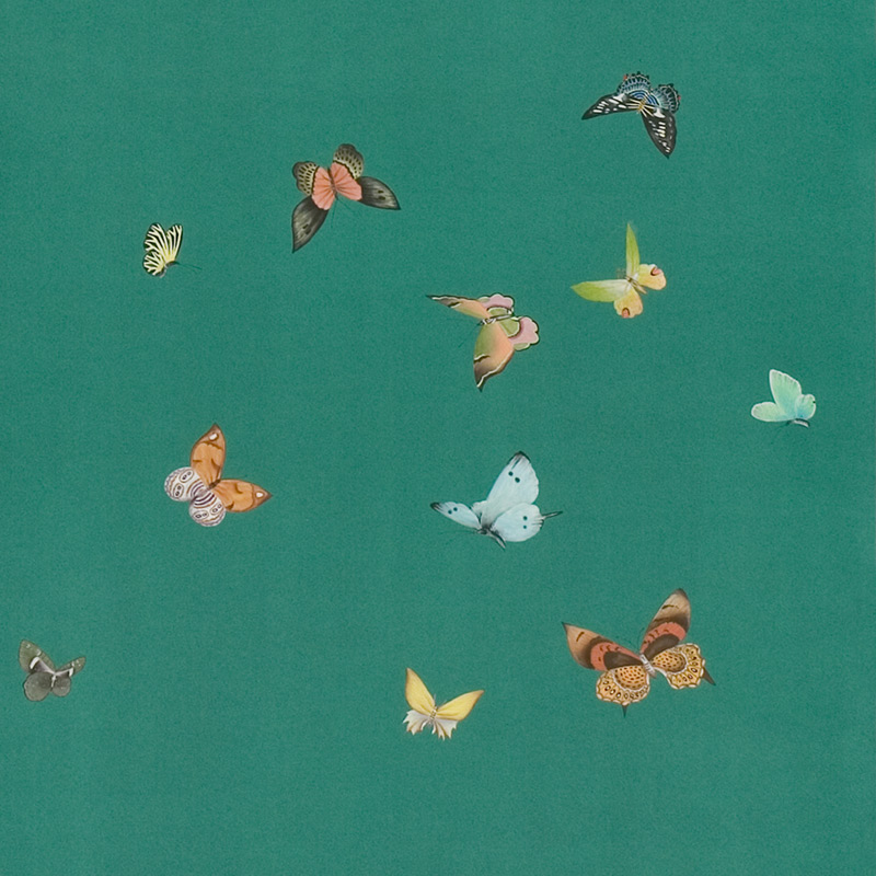 Обои ручная роспись Butterflies Emerald on green dyed paper Обои ручная роспись Butterflies Emerald on green dyed paper в Орле | Loft Concept