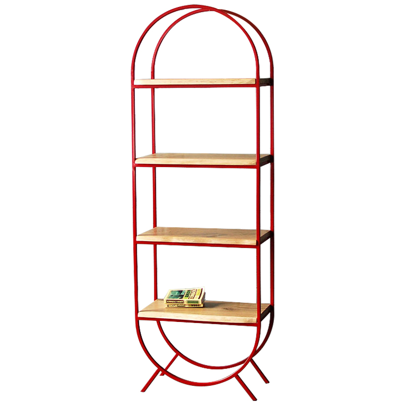 Стеллаж Rumo Industrial Metal Rust Rack Красный Древесина в Орле | Loft Concept 