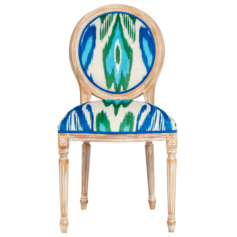 Мягкий стул с узором Ikat Pattern Белый Коричневый Мульти Мягкий стул с узором Ikat Pattern Белый Коричневый Мульти в Орле | Loft Concept