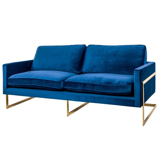 Диван бархатный Accent Velvet Sofa Золотой Синий Диван бархатный Accent Velvet Sofa Золотой Синий в Орле | Loft Concept