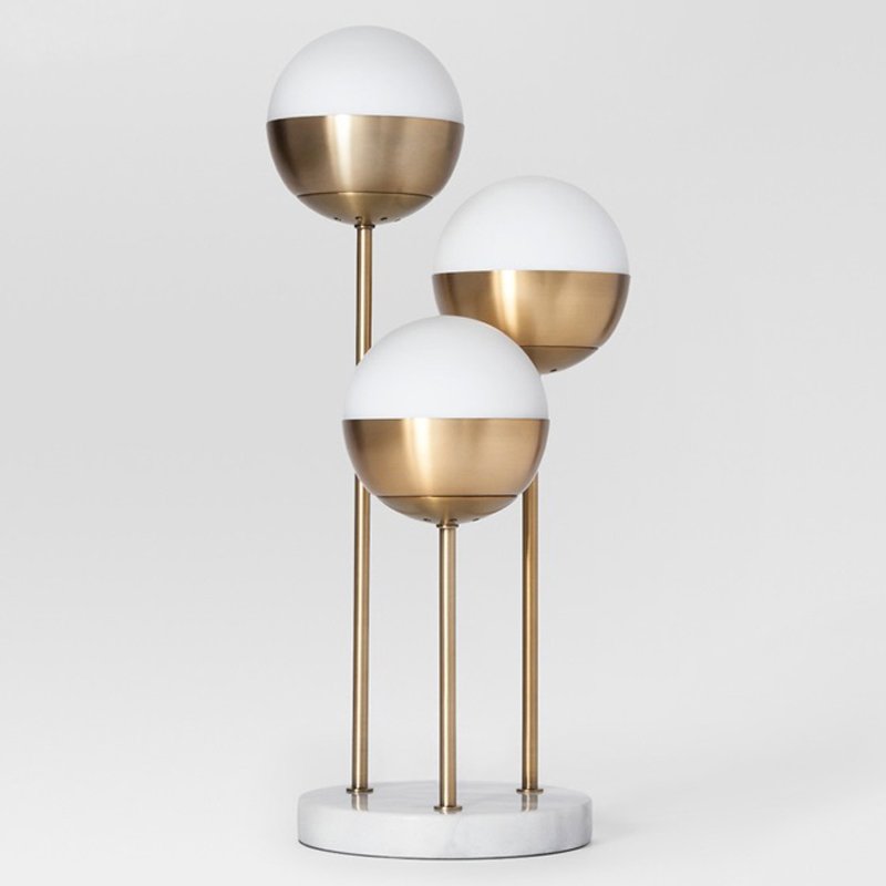 Geneva Glass Table Lamp Triple Globe Белый Латунь Geneva Glass Table Lamp Triple Globe Белый Латунь в Орле | Loft Concept