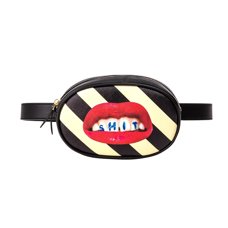 Поясная сумка Seletti Shit Striped Черный Красный Белый Поясная сумка Seletti Shit Striped Черный Красный Белый в Орле | Loft Concept