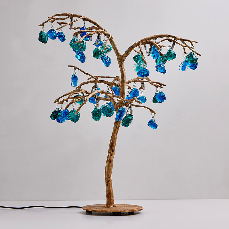 Настольная лампа Precious Tree Table lamp Винтажное Темное Золото Синий Бирюзовый Настольная лампа Precious Tree Table lamp Винтажное Темное Золото Синий Бирюзовый в Орле | Loft Concept