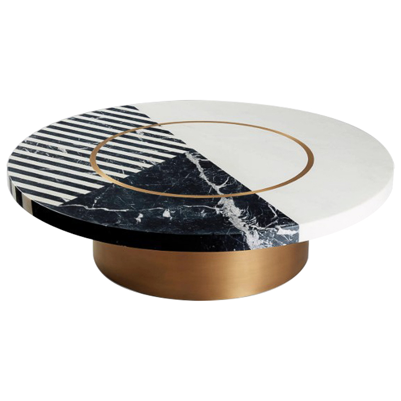 Кофейный стол Mercado Marble Brass Coffee Table Черно-белый Латунь Кофейный стол Mercado Marble Brass Coffee Table Черно-белый Латунь в Орле | Loft Concept