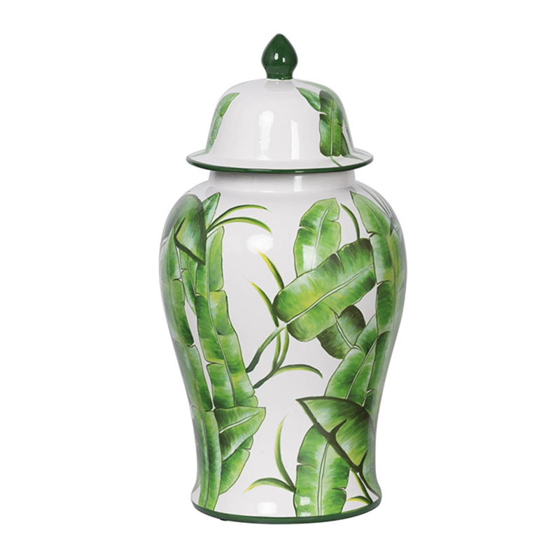 Ваза Vase Green Leaves I Белый Зеленый Ваза Vase Green Leaves I Белый Зеленый в Орле | Loft Concept