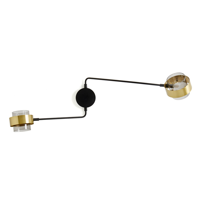Бра Truvor Sconce Double Стекло Смок Латунь Черный Бра Truvor Sconce Double Стекло Смок Латунь Черный в Орле | Loft Concept