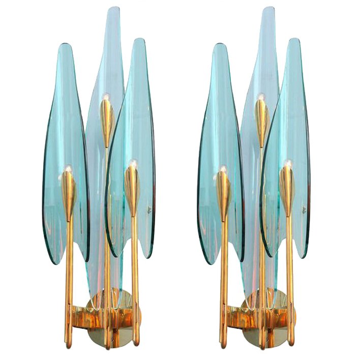 Бра Max Ingrand for Fontana Arte Sconces Золотой Синий Бра Max Ingrand for Fontana Arte Sconces Золотой Синий в Орле | Loft Concept