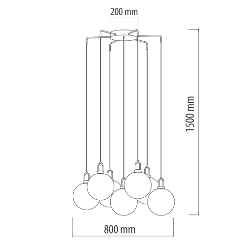 Люстра с 7-ю плафонами из прозрачного стекла в форме шара Orb Cascade  в Орле