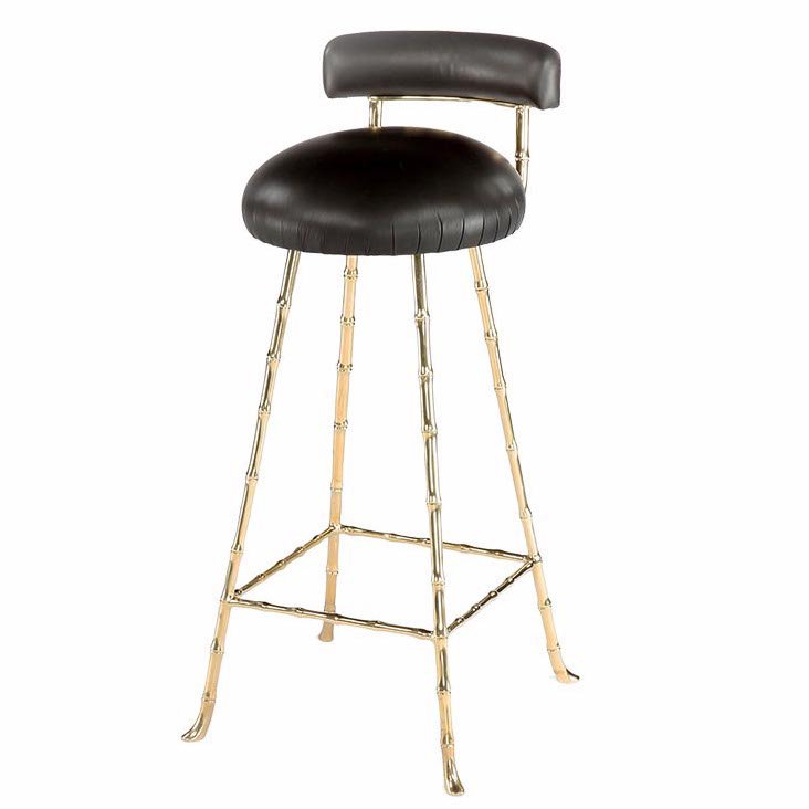 Барный стул High Upholstered Bar Stool Глянцевое золото Черный Барный стул High Upholstered Bar Stool Глянцевое золото Черный в Орле | Loft Concept