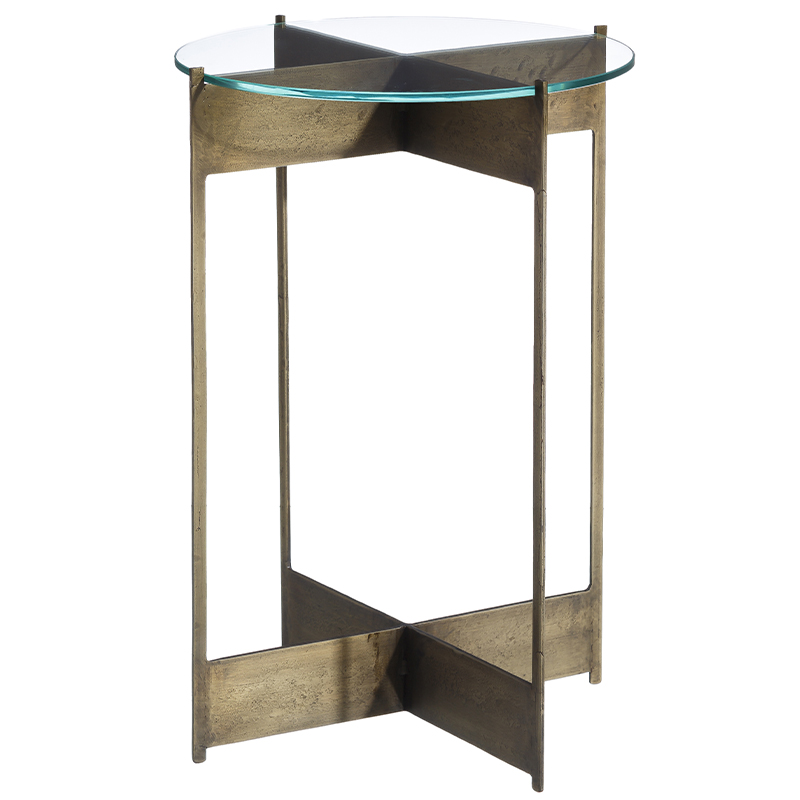 Круглый приставной столик со стеклянной столешницей Lochlan Side Table Бронза Прозрачное Стекло Круглый приставной столик со стеклянной столешницей Lochlan Side Table Бронза Прозрачное Стекло в Орле | Loft Concept