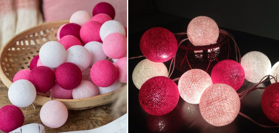 Гирлянда хлопковые фонарики Сotton Ball Pink - Loft-Concept в Орле