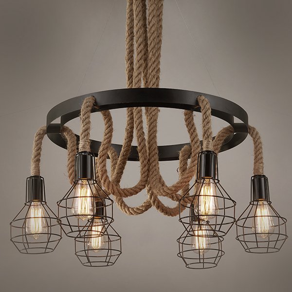Люстра Loft Rope Chandelier cage VI Люстра Loft Rope Chandelier cage VI в Орле | Loft Concept