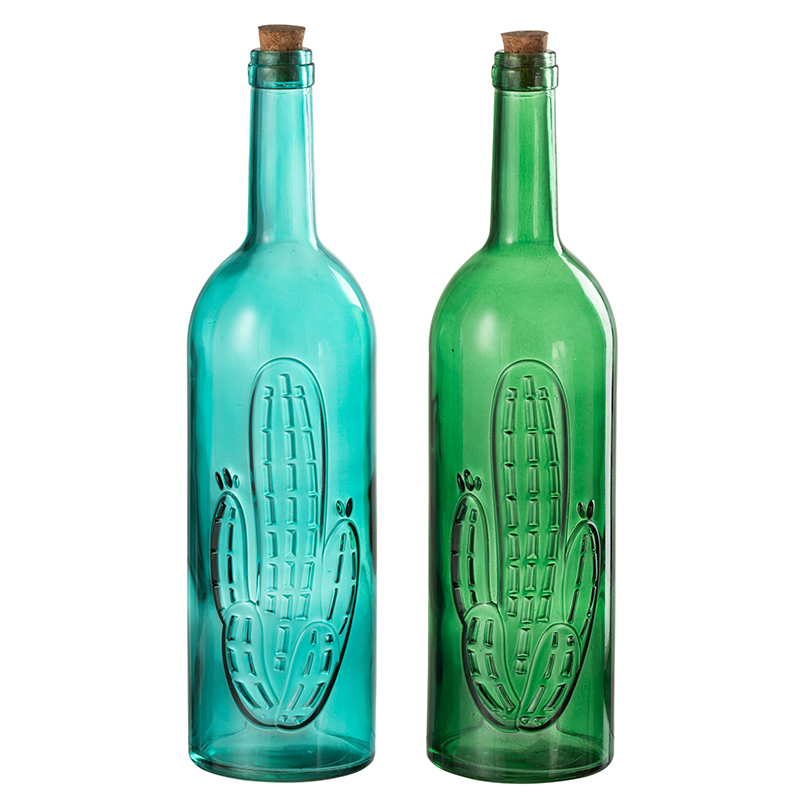 Набор декоративных бутылок Blue Green Cactus Голубой Зеленый Набор декоративных бутылок Blue Green Cactus Голубой Зеленый в Орле | Loft Concept
