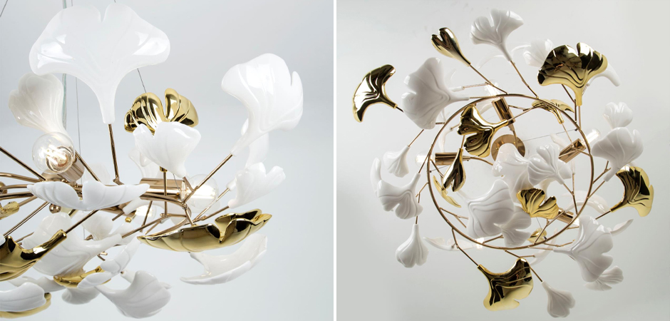 Люстра Wintery flover Gold с Белыми декоративными плафонами Люстра Wintery flover Gold с Белыми декоративными плафонами - Loft-Concept в Орле