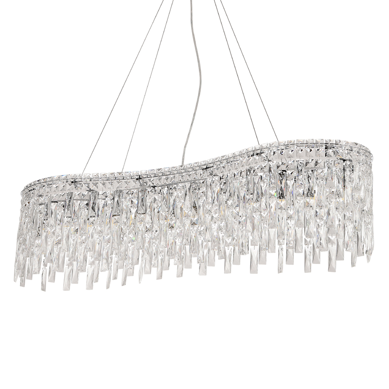 Люстра подвесная вытянутой формы с хрустальными подвесками Ludivine Lighting Хром Прозрачный Люстра подвесная вытянутой формы с хрустальными подвесками Ludivine Lighting Хром Прозрачный в Орле | Loft Concept