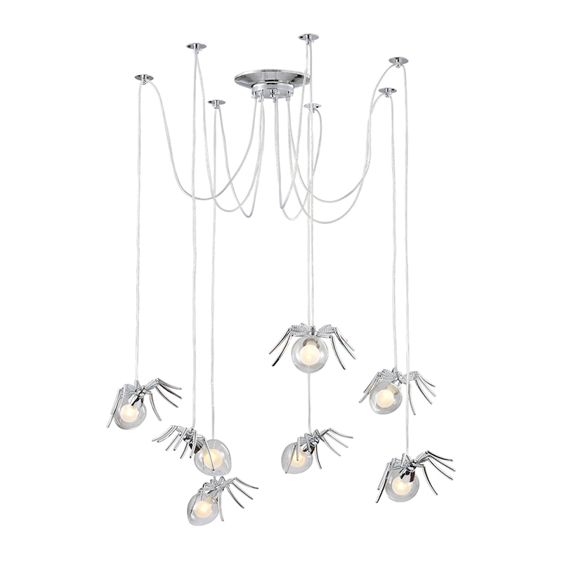 Люстра серебряная Паук Spiders lamp 7 Серебряный Прозрачный Люстра серебряная Паук Spiders lamp 7 Серебряный Прозрачный в Орле | Loft Concept