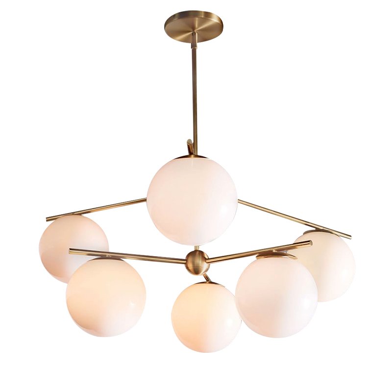 Люстра Sphere Stem 6-Light Chandelier Bronze Латунь Белый Люстра Sphere Stem 6-Light Chandelier Bronze Латунь Белый в Орле | Loft Concept