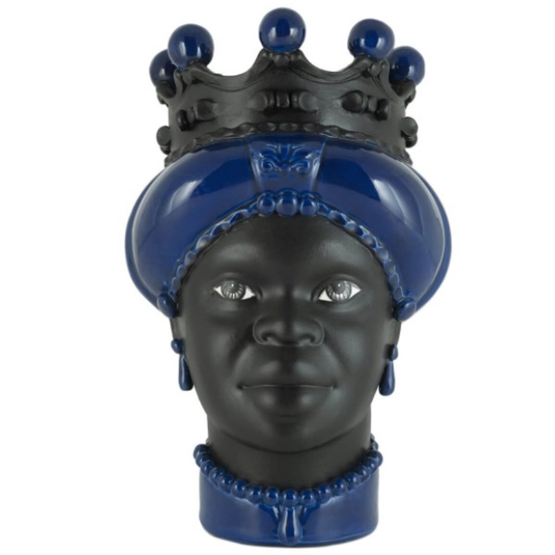 Ваза VASE MORO LADY CROWN DARK blue Черный Синий Ваза VASE MORO LADY CROWN DARK blue Черный Синий в Орле | Loft Concept