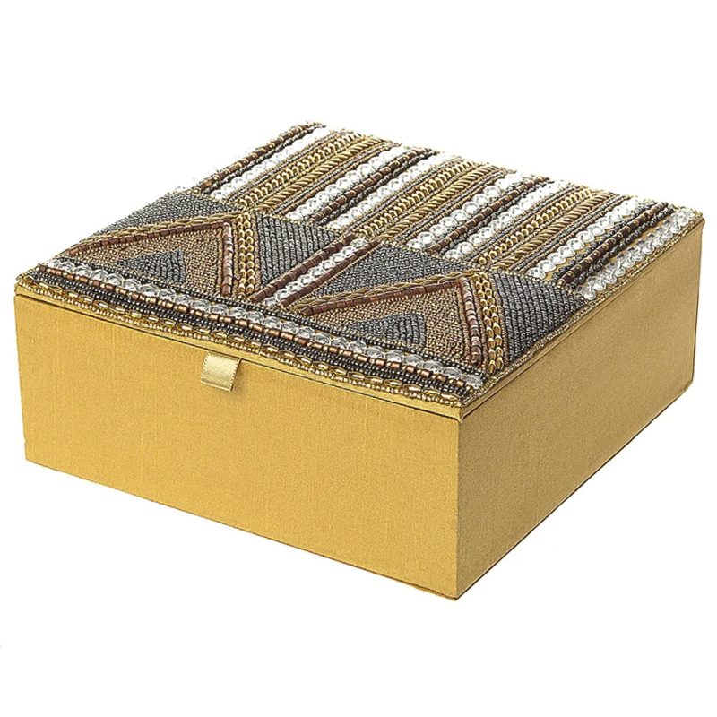 Шкатулка с вышивкой из бисера Lixin Beads Embroidery Box Золотой Серебряный Коричневый Шкатулка с вышивкой из бисера Lixin Beads Embroidery Box Золотой Серебряный Коричневый в Орле | Loft Concept