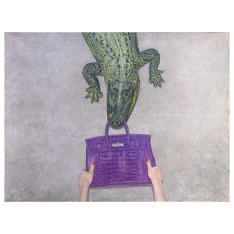 Картина Gator Birkin Hands Серый Фиолетовый Зеленый Красный Картина Gator Birkin Hands Серый Фиолетовый Зеленый Красный в Орле | Loft Concept