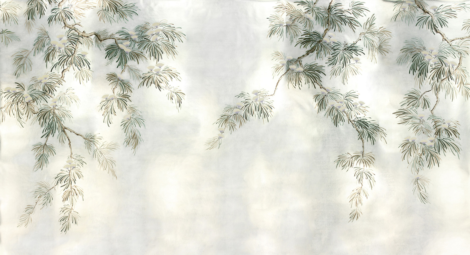 Обои ручная роспись Silk Tree Original colourway on White Metal gilded paper Обои ручная роспись Silk Tree Original colourway on White Metal gilded paper - постер Loft-Concept в Орле