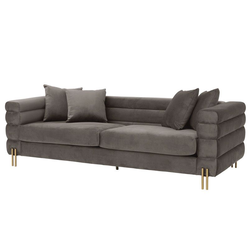 Диван Eichholtz Sofa York grey Серый Латунь Диван Eichholtz Sofa York grey Серый Латунь в Орле | Loft Concept