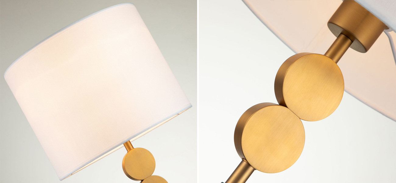 Настольная лампа с абажуром из белой атласной ткани MOGIR - фото №1