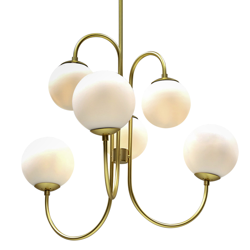 Люстра Gooseneck Pelle Gold Chandelier Белый Золотой Люстра Gooseneck Pelle Gold Chandelier Белый Золотой в Орле | Loft Concept
