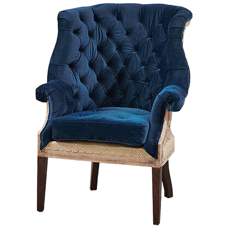 Кресло Gamilton Armchair Blue Синий Коричневый в Орле | Loft Concept 