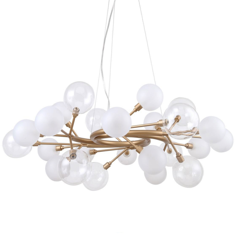 Люстра Berries Chandelier White 85 матовое золото Прозрачный Прозрачный белый Люстра Berries Chandelier White 85 матовое золото Прозрачный Прозрачный белый в Орле | Loft Concept