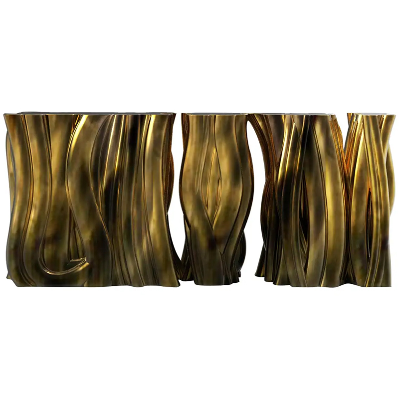 Консоль Модульная Monochrome Console Gold in Molded Fiberglass Золотой Консоль Модульная Monochrome Console Gold in Molded Fiberglass Золотой в Орле | Loft Concept