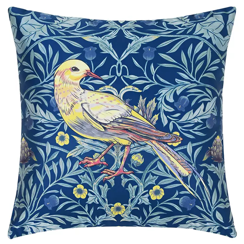 Декоративная подушка Bird and Flower Pattern Cushion Синий Мульти Декоративная подушка Bird and Flower Pattern Cushion Синий Мульти в Орле | Loft Concept