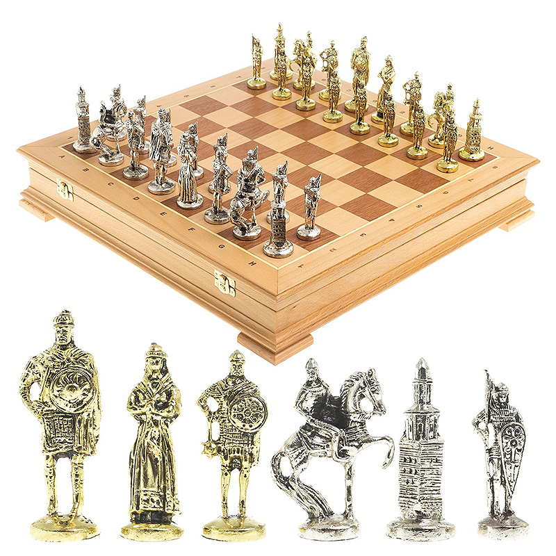 Шахматы металлические в ларце из натурального бука Decorative Thematic Chess Серебряный Золотой Коричневый Шахматы металлические в ларце из натурального бука Decorative Thematic Chess Серебряный Золотой Коричневый в Орле | Loft Concept