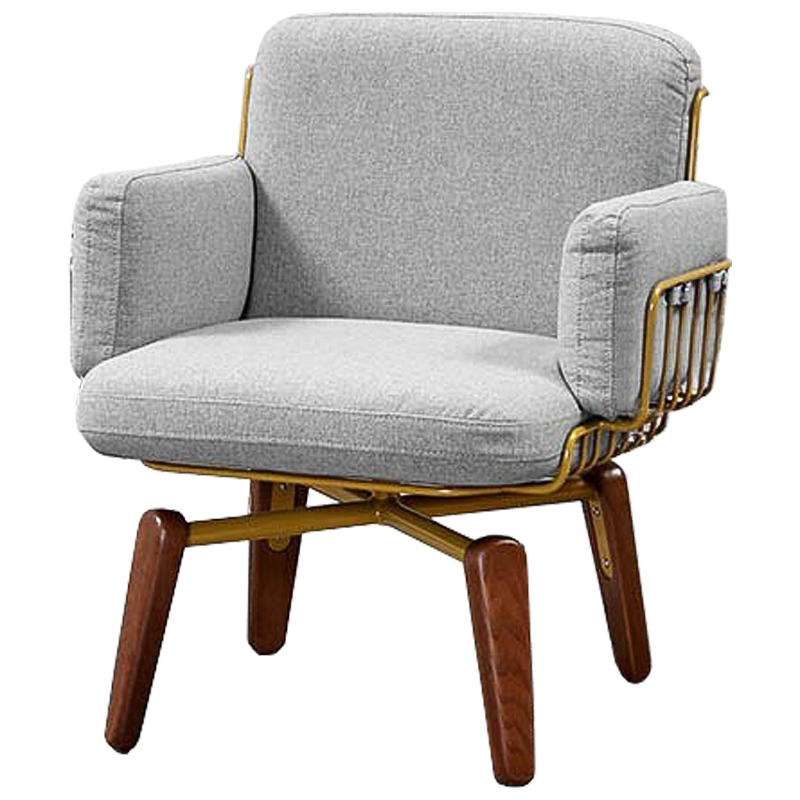 Кресло Frankie Armchair Светло-серый Коричневый Бронза Кресло Frankie Armchair Светло-серый Коричневый Бронза в Орле | Loft Concept